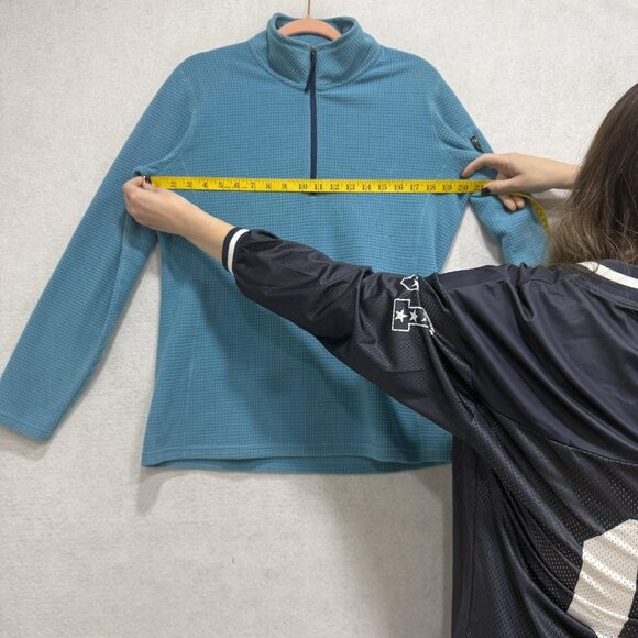 Orvis Trout Bum Sweater Mens Medium Blue Fleece Quarter Zip Pullover Outdoor - Picture 6 of 8